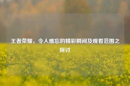 王者荣耀,令人难忘的精彩瞬间及观看范围之探讨