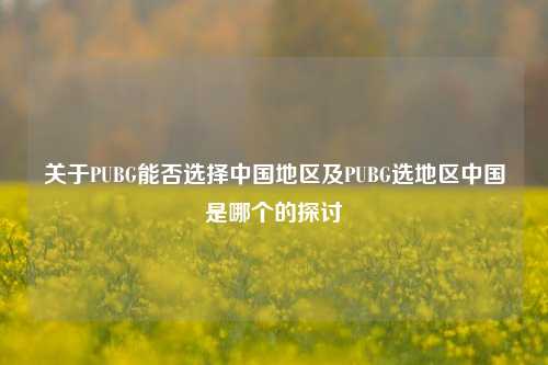 关于PUBG能否选择中国地区及PUBG选地区中国是哪个的探讨