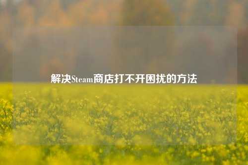 解决Steam商店打不开困扰的方法