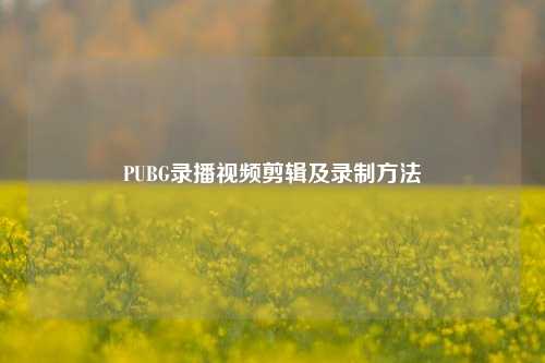 PUBG录播视频剪辑及录制方法