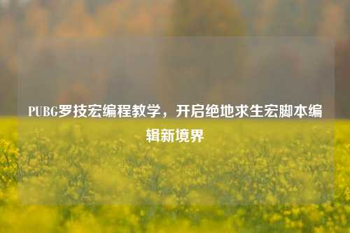PUBG罗技宏编程教学,开启绝地求生宏脚本编辑新境界
