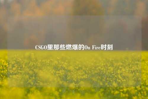 CSGO里那些燃爆的On Fire时刻