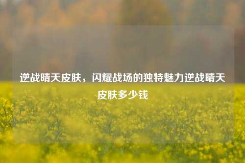 逆战晴天皮肤,闪耀战场的独特魅力逆战晴天皮肤多少钱