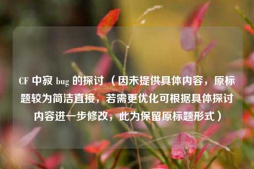 CF 中寂 bug 的探讨 (因未提供具体内容,原标题较为简洁直接,若需更优化可根据具体探讨内容进一步修改,此为保留原标题形式)
