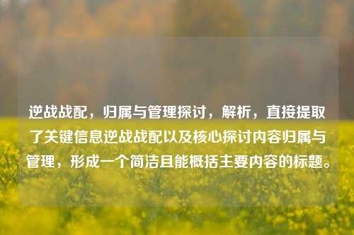 逆战战配,归属与管理探讨,解析,直接提取了关键信息逆战战配以及核心探讨内容归属与管理,形成一个简洁且能概括主要内容的标题。