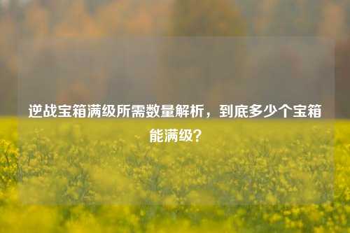 逆战宝箱满级所需数量解析,到底多少个宝箱能满级?