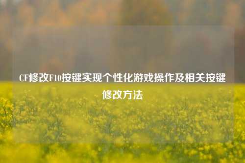 CF修改F10按键实现个性化游戏操作及相关按键修改方法