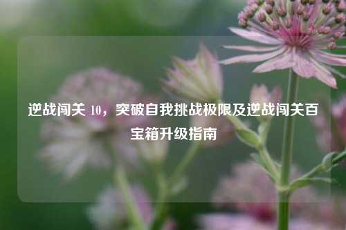 逆战闯关 10,突破自我挑战极限及逆战闯关百宝箱升级指南