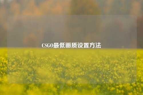 CSGO最低画质设置方法
