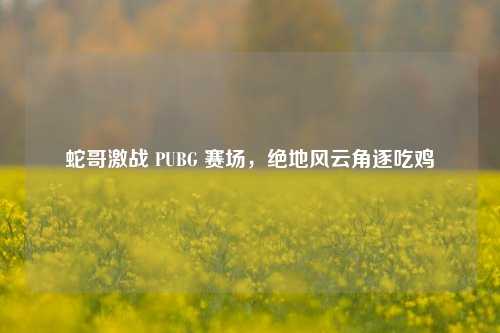 蛇哥激战 PUBG 赛场,绝地风云角逐吃鸡