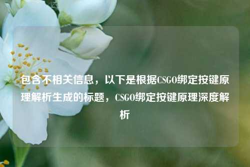 包含不相关信息,以下是根据CSGO绑定按键原理解析生成的标题,CSGO绑定按键原理深度解析