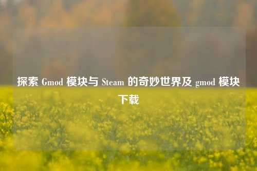 探索 Gmod 模块与 Steam 的奇妙世界及 gmod 模块下载