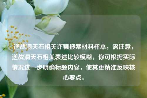逆战洞天石相关诈骗报案材料样本,需注意,逆战洞天石相关表述比较模糊,你可根据实际情况进一步明确标题内容,使其更精准反映核心要点。