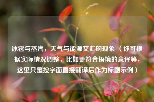冰雹与蒸汽,天气与能源交汇的现象 (你可根据实际情况调整,比如更符合语境的意译等,这里只是按字面直接翻译后作为标题示例)