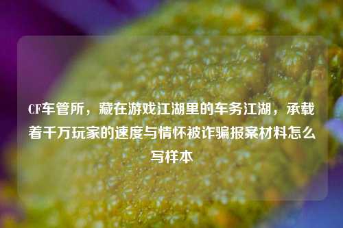 CF车管所，藏在游戏江湖里的车务江湖，承载着千万玩家的速度与情怀被诈骗报案材料怎么写样本