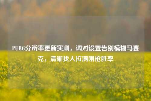 PUBG分辨率更新实测,调对设置告别模糊马赛克,清晰找人拉满刚枪胜率