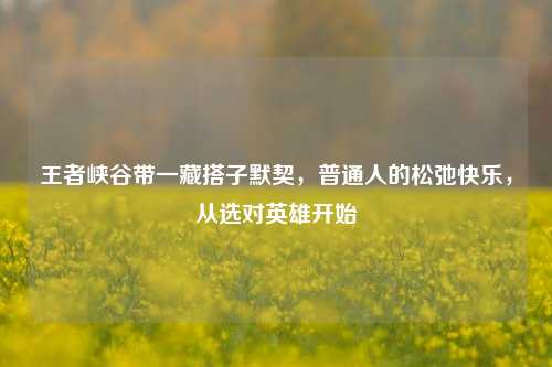 王者峡谷带一藏搭子默契，普通人的松弛快乐，从选对英雄开始