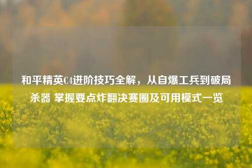和平精英C4进阶技巧全解，从自爆工兵到破局杀器 掌握要点炸翻决赛圈及可用模式一览