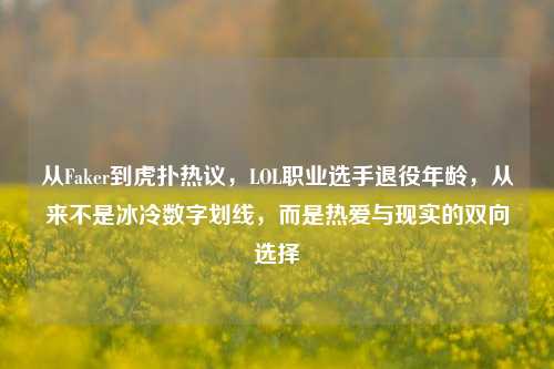 从Faker到虎扑热议，LOL职业选手退役年龄，从来不是冰冷数字划线，而是热爱与现实的双向选择