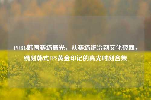 PUBG韩国赛场高光，从赛场统治到文化破圈，镌刻韩式FPS黄金印记的高光时刻合集