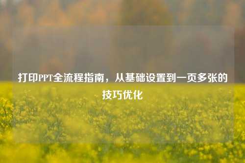 打印PPT全流程指南,从基础设置到一页多张的技巧优化