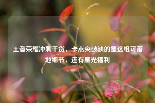 王者荣耀冲刺干货,卡点突破缺的是这组可落地细节,还有星光福利