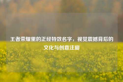 王者荣耀里的正经特效名字,视觉震撼背后的文化与创意注脚