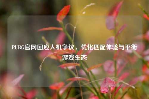 PUBG官网回应人机争议,优化匹配体验与平衡游戏生态