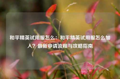 和平精英试用服怎么:和平精英试用服怎么加入?最新申请流程与攻略指南