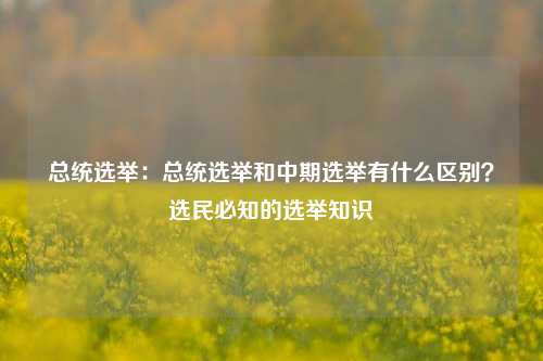 总统选举:总统选举和中期选举有什么区别?选民必知的选举知识